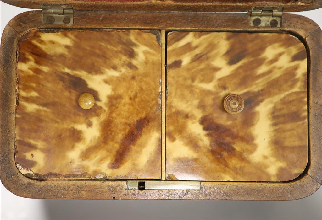 A Regency blond tortoiseshell tea caddy, length 17cm